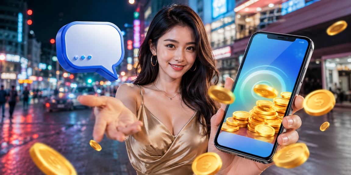 Người dùng tại TP.HCM trải nghiệm casino trực tuyến qua điện thoại trong không gian ánh đèn neon hiện đại