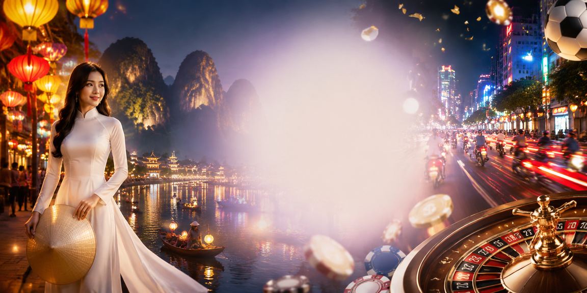 Phụ nữ mặc áo dài tại Ninh Bình bên bàn roulette trong không gian casino sang trọng