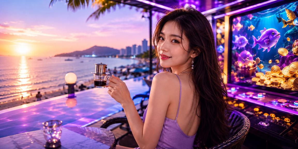 Người dùng tại Vũng Tàu ngồi cà phê và quản lý tài khoản cá cược trực tuyến trên điện thoại